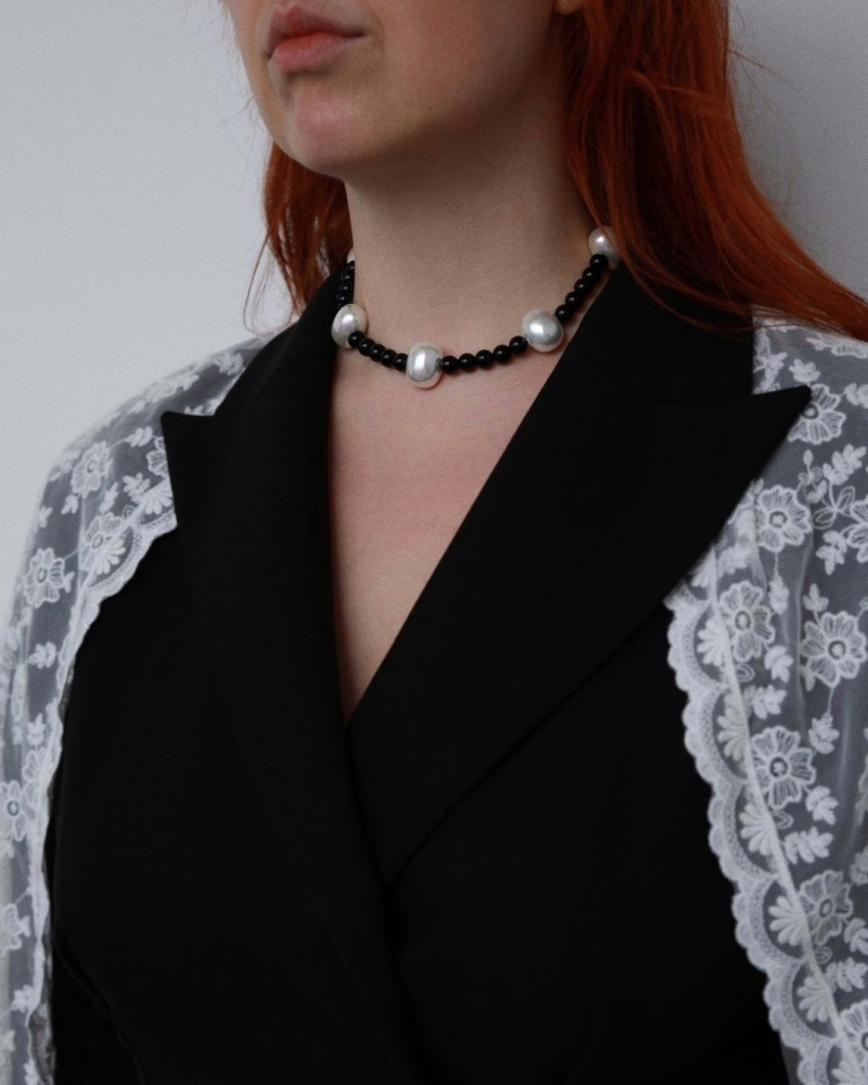 Чокер Тифлис с агатом и жемчугом