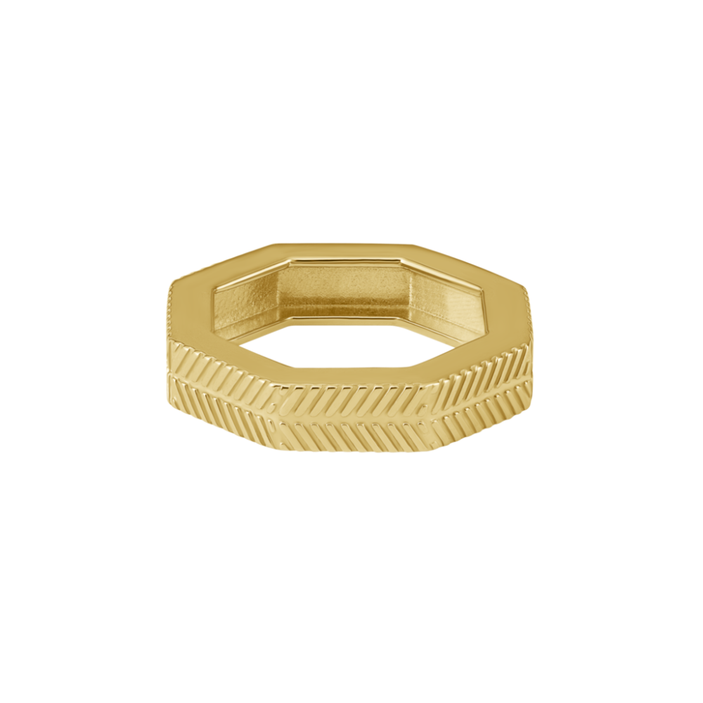 Серебряное кольцо восьмигранное в покрытии золотом (PESCARA)