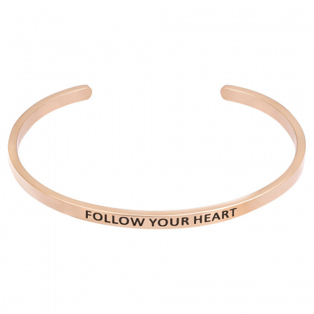 Браслет Follow your heart в покрытии розовым золотом
