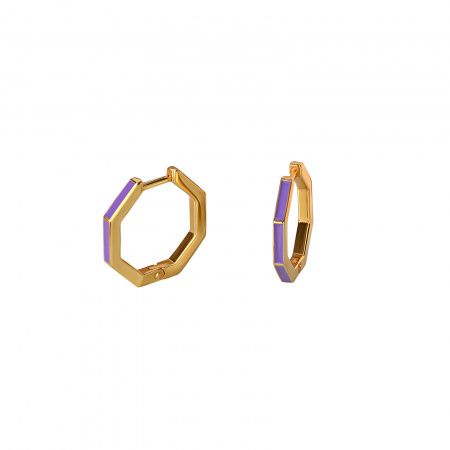 Серьги-конго Purple Sun фиолетовая эмаль в покрытии золотом