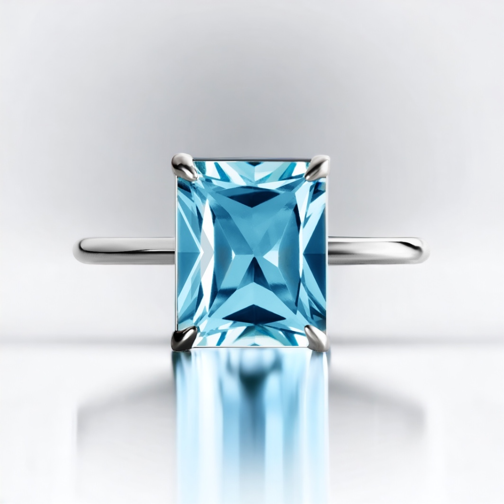 Серебряное кольцо Лондон с голубым топазом