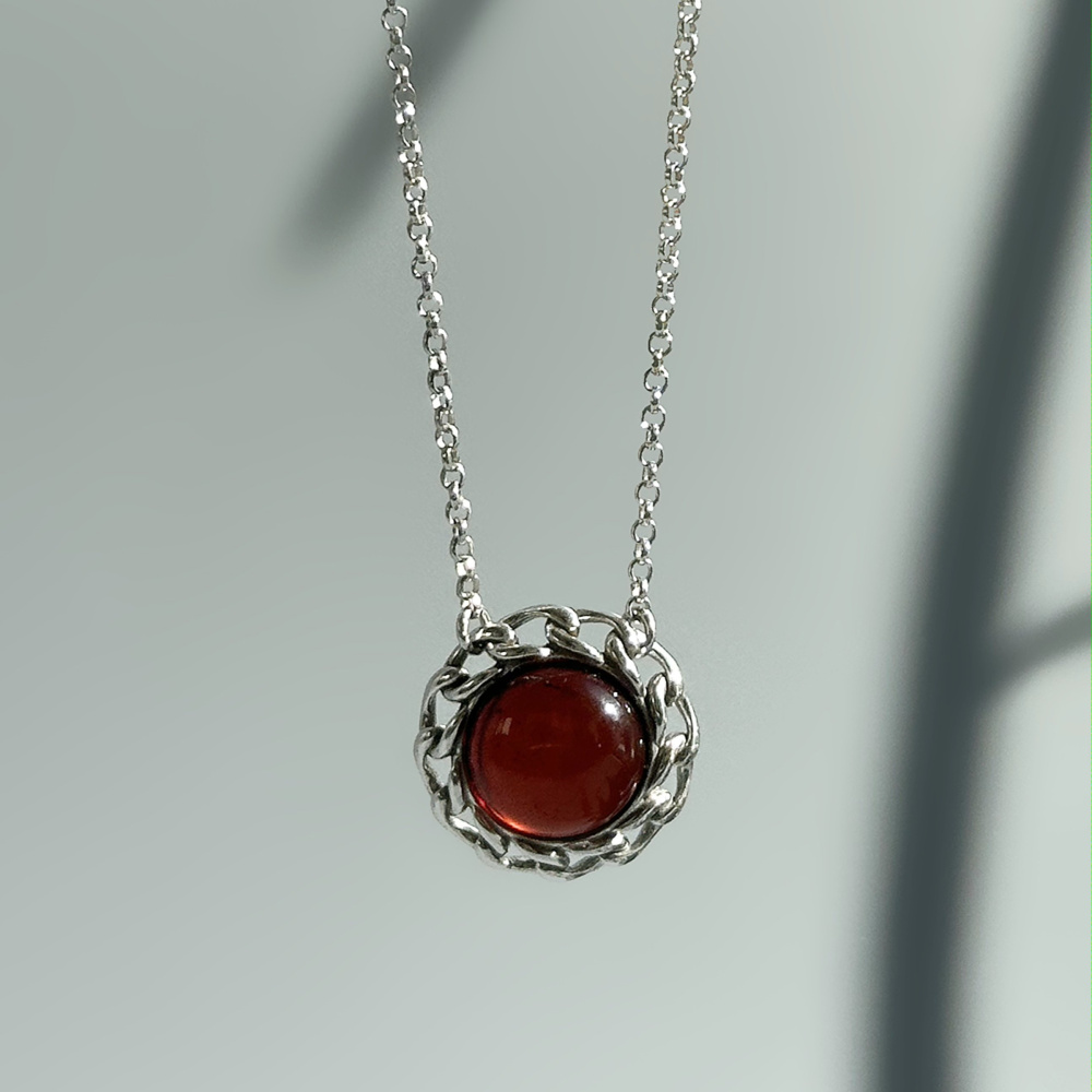 Серебряное колье Классика с янтарем