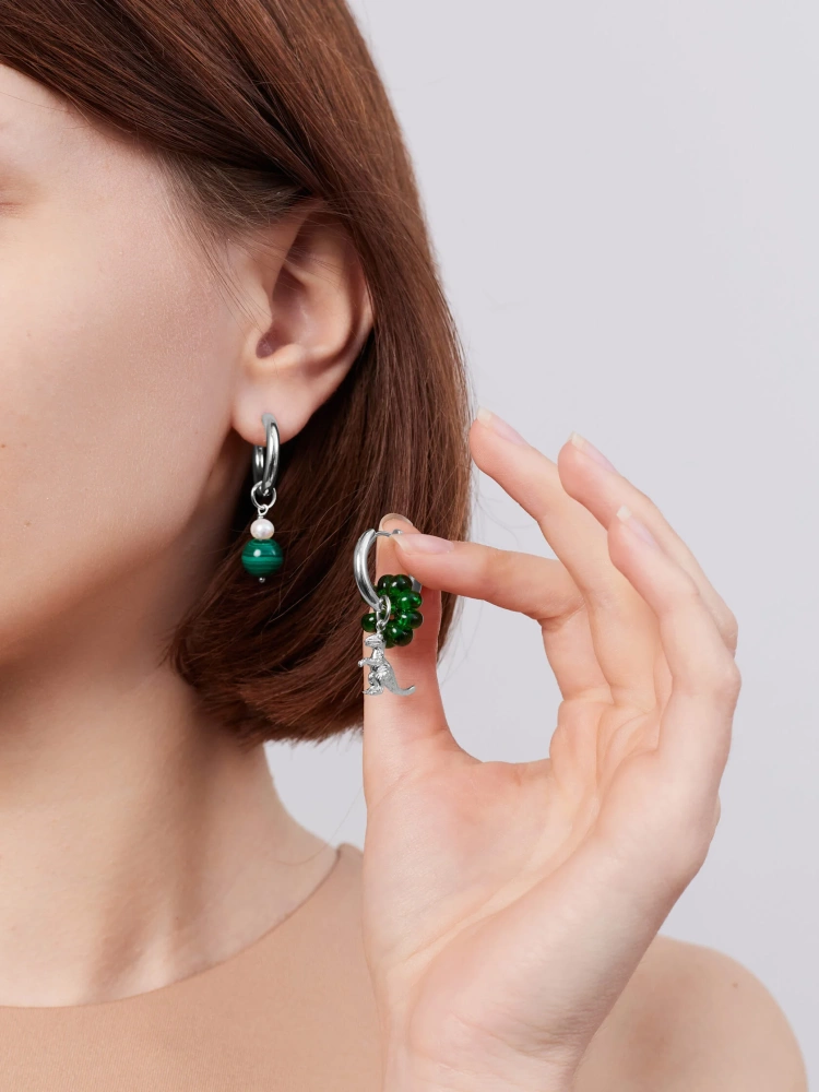 Серьги Дино и малахит