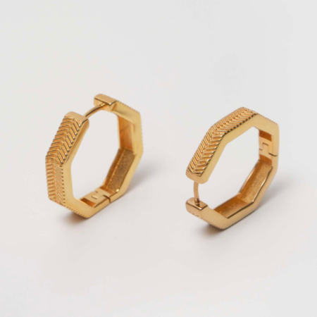 Серьги-кольца Pescara восьмигранные в покрытии золотом