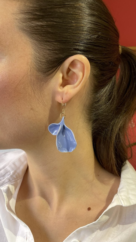 Серьги Листики синие