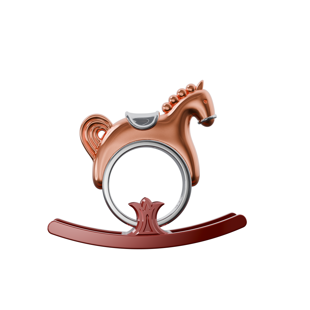 Серебряное кольцо Лошадка в покрытии золотом