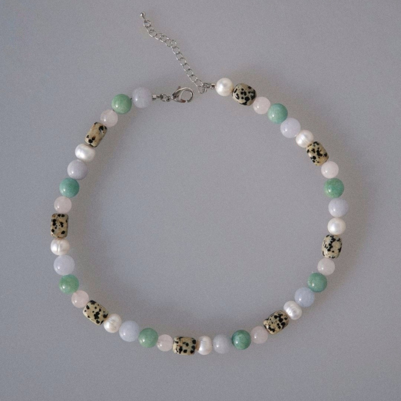 Чокер Небо, море, облака из натуральных камней