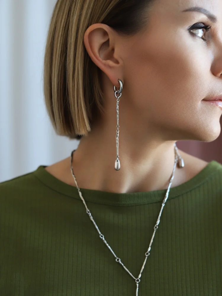 Серьги Созвездие серебристые