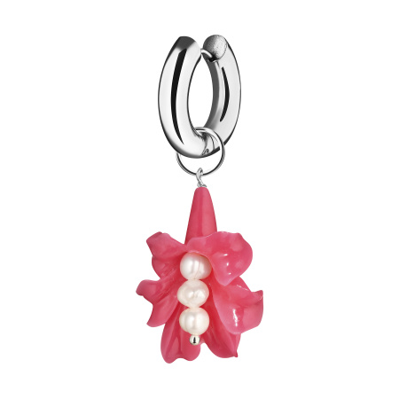 Моносерьга Pink Flower With Pearls