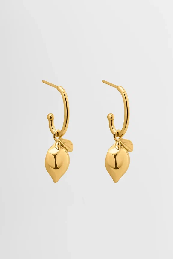 Серебряные серьги с лимонами глянцевые в покрытии золотом (LIMONCELLO)