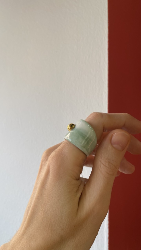 Кольцо Малахит с золотой каплей