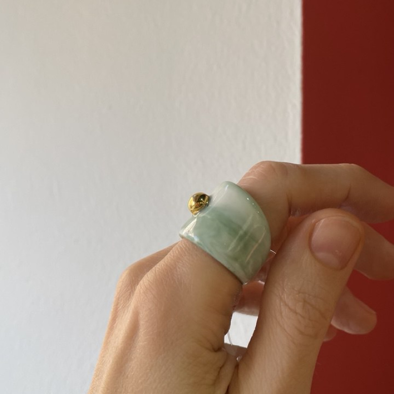 Кольцо Малахит с золотой каплей