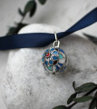Серебряный медальон Большой хранитель на ленте синий