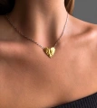 Серебряное колье-сердце Текстура любви с позолотой