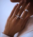 Серебряное кольцо крестик Слияние
