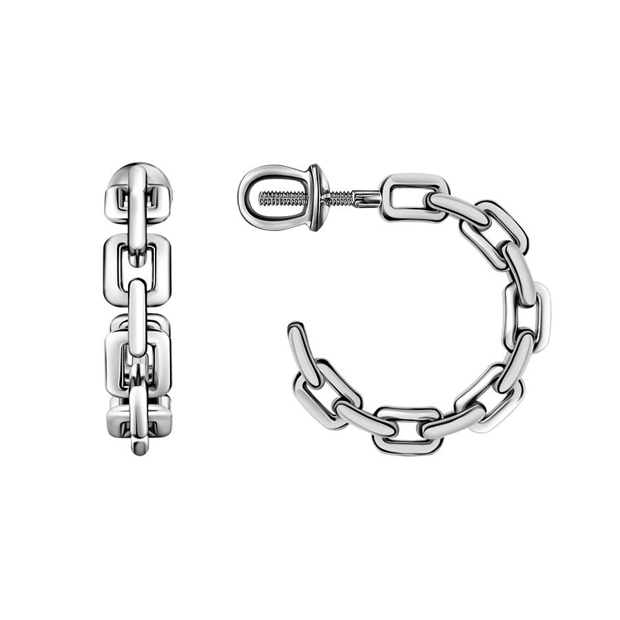 Серебряные серьги-пусеты Цепь