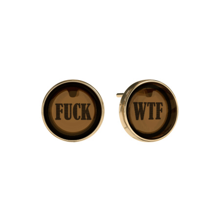 Серьги cо словами FUCK/WTF в янтаре