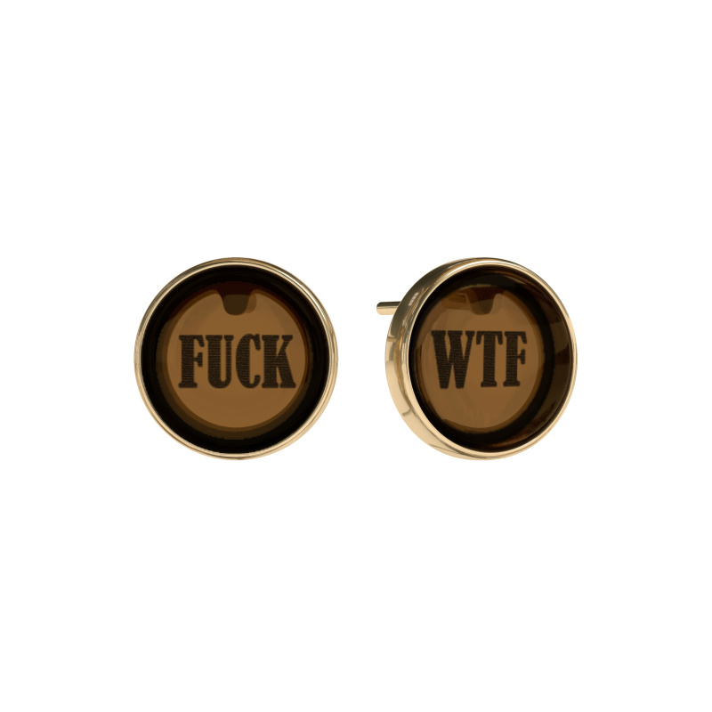 Серьги cо словами FUCK/WTF в янтаре