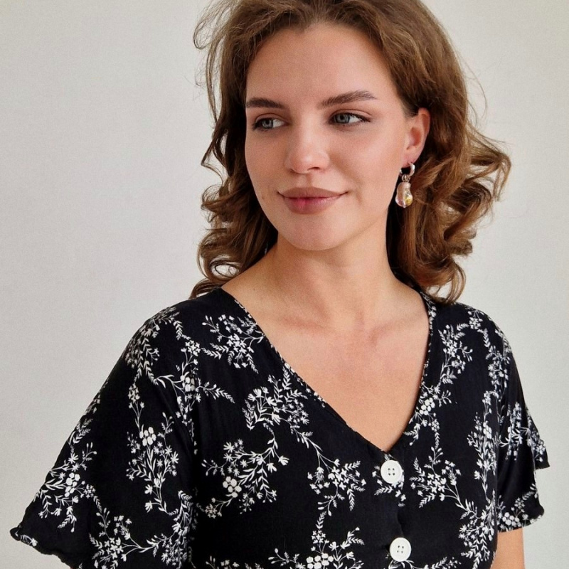 Серьги На счастье! с белым стеклом