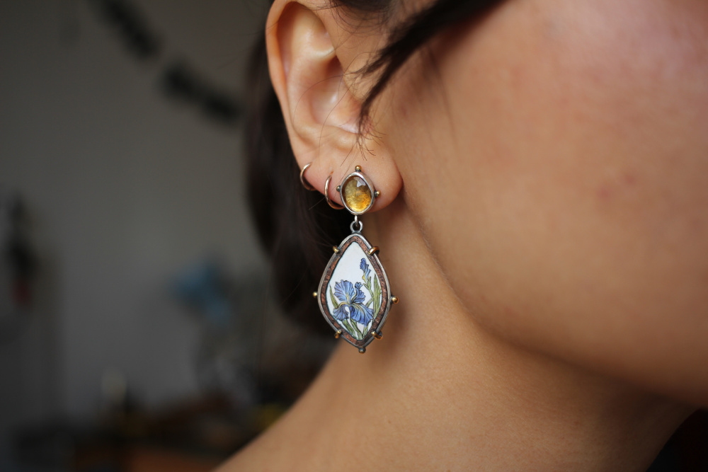 Серебряные серьги Ирисы