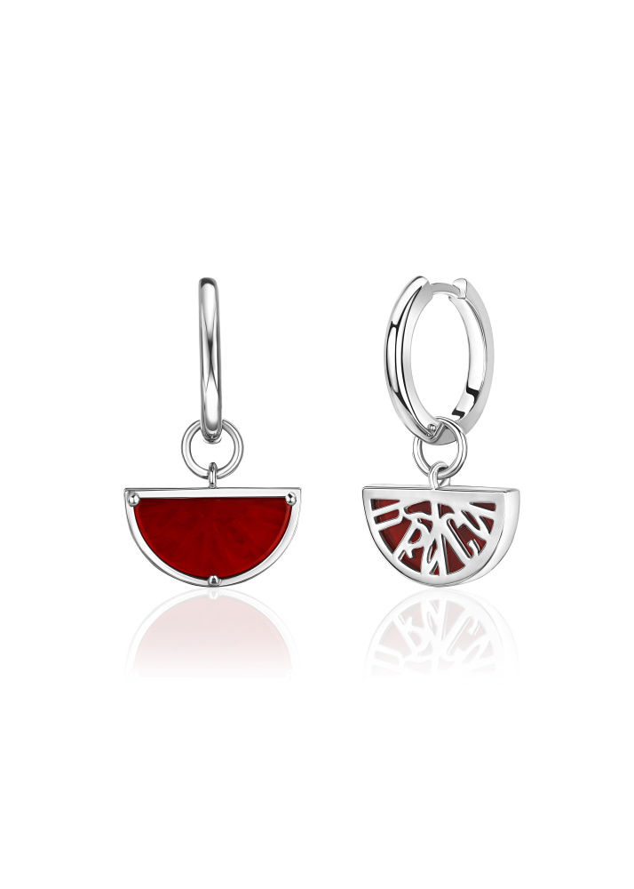 Серебряные серьги Краса с сердоликом