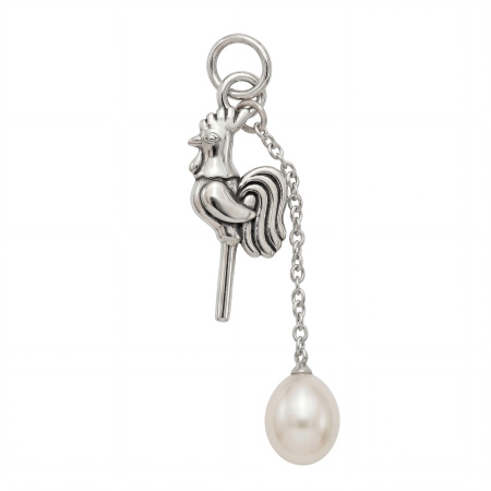 Подвеска Петушок с жемчужиной на короткой цепочке