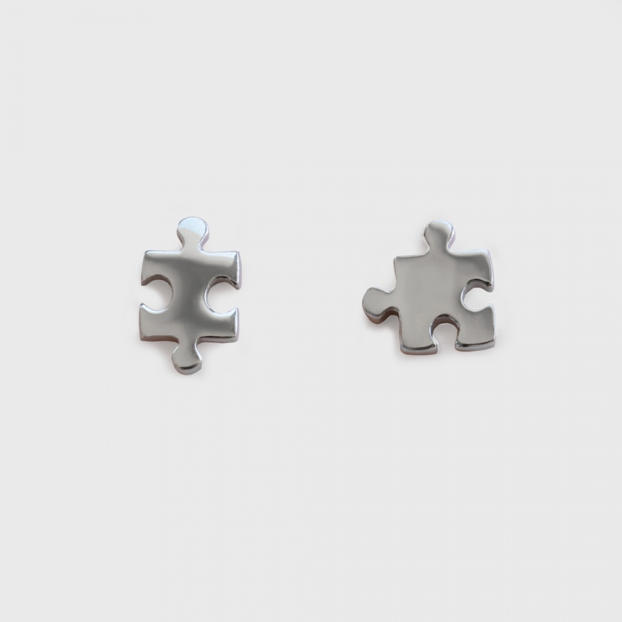 Серебряные пусеты Puzzle mini