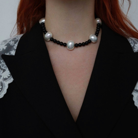 Чокер Тифлис с агатом и жемчугом