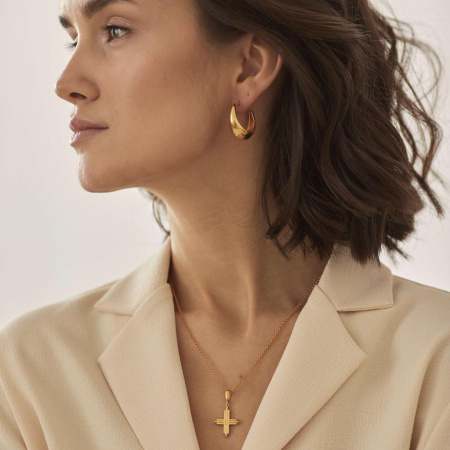 Подвеска-крест на цепочке в покрытии золотом (CROCE)