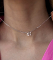 Серебряное колье Цветок с горным хрусталем
