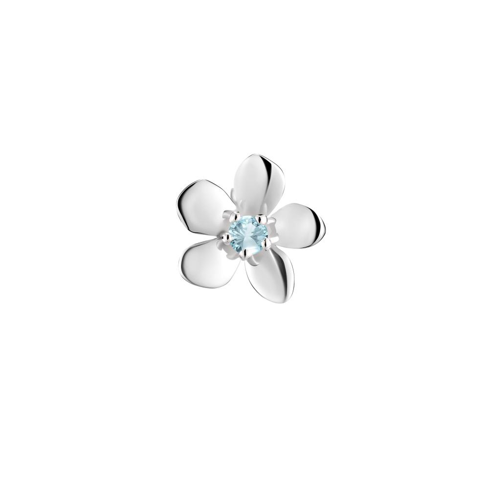 Серебряная моносерьга Flower Forget Me Not с топазом