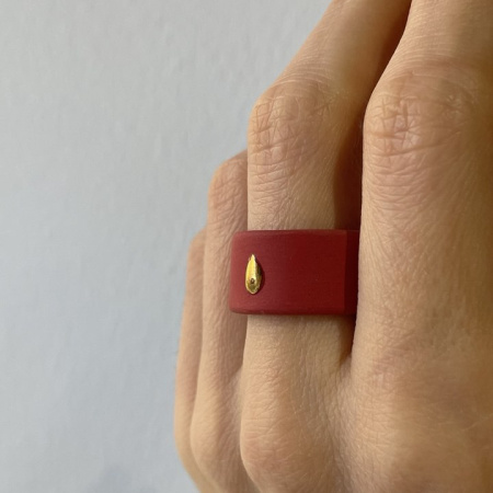 Кольцо Капля красное
