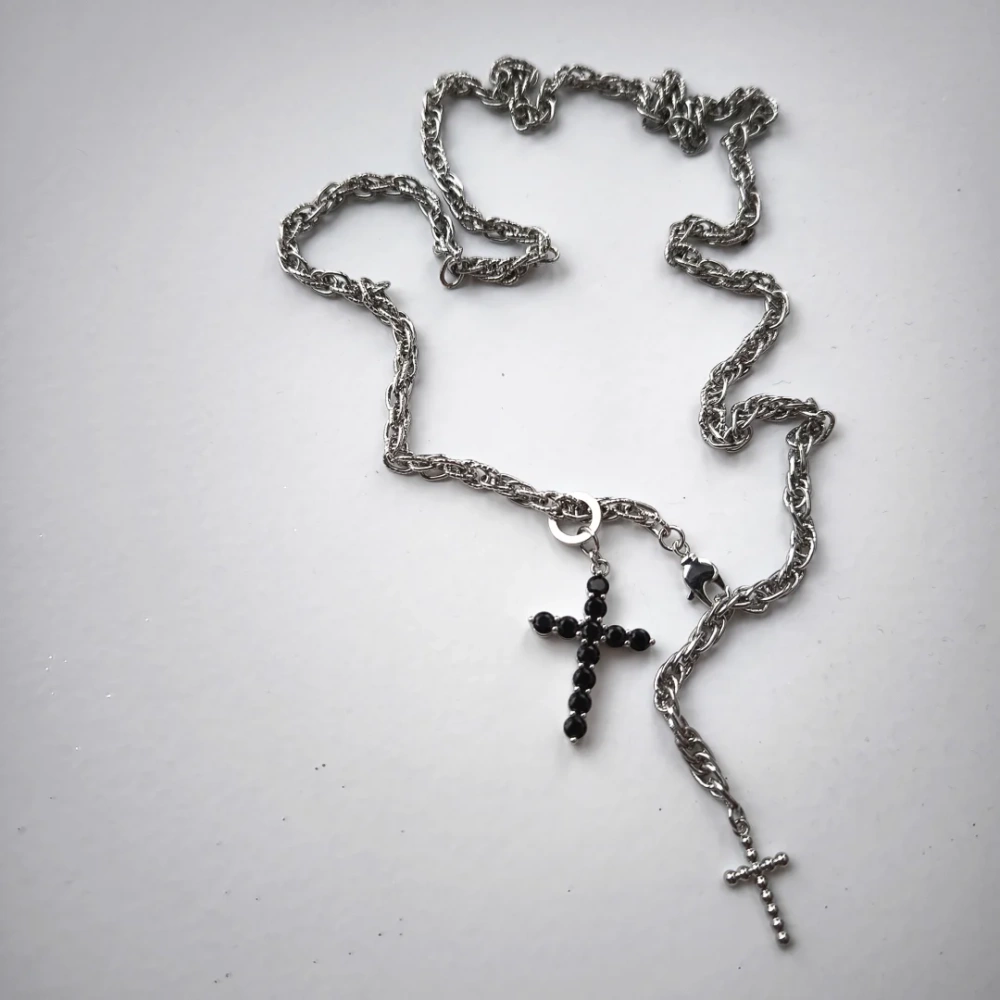 Колье-цепь с подвеской Dark cross shine
