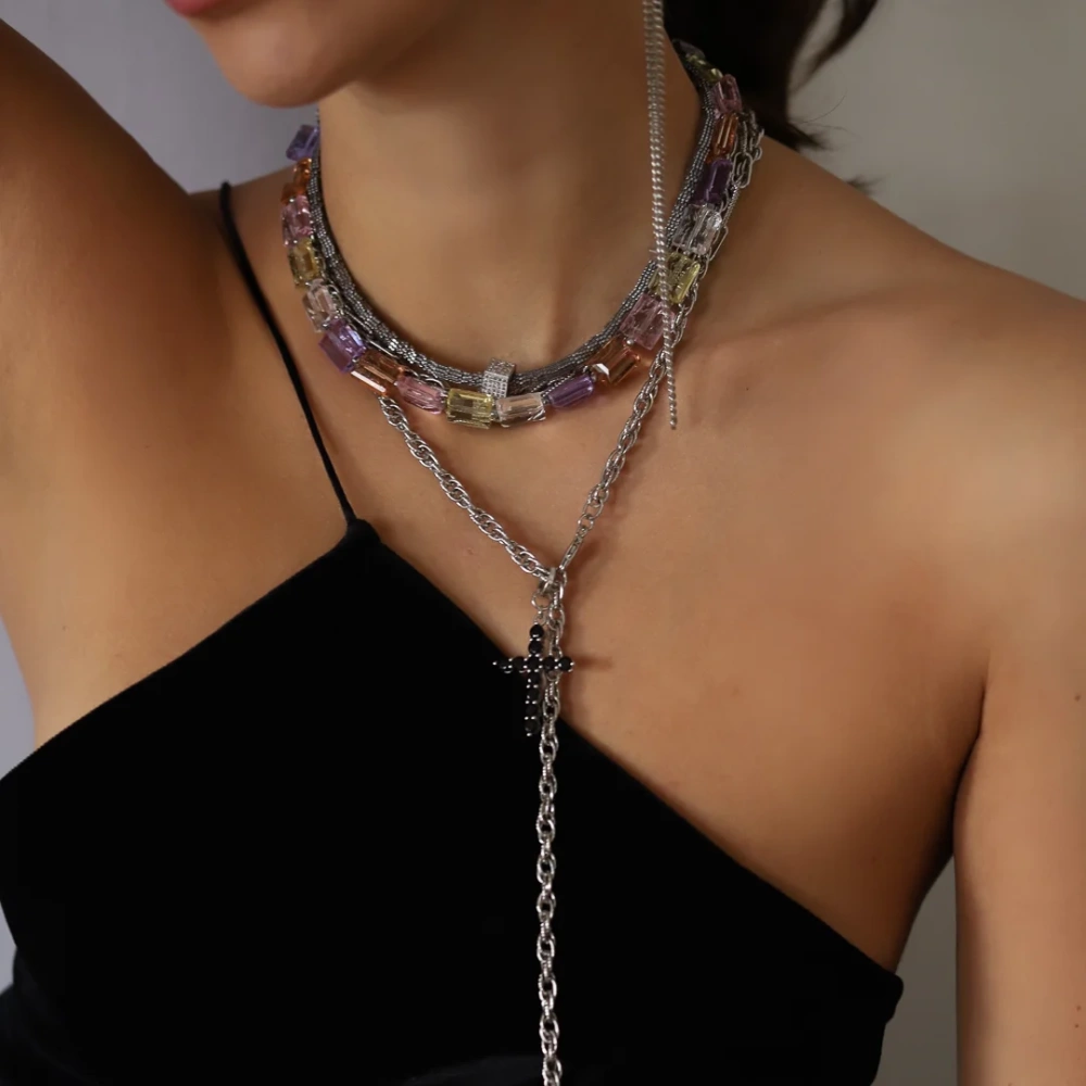 Колье-цепь с подвеской Dark cross shine