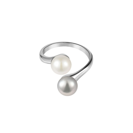 Кольцо Двойные стандарты с серой и перламутровой жемчужиной