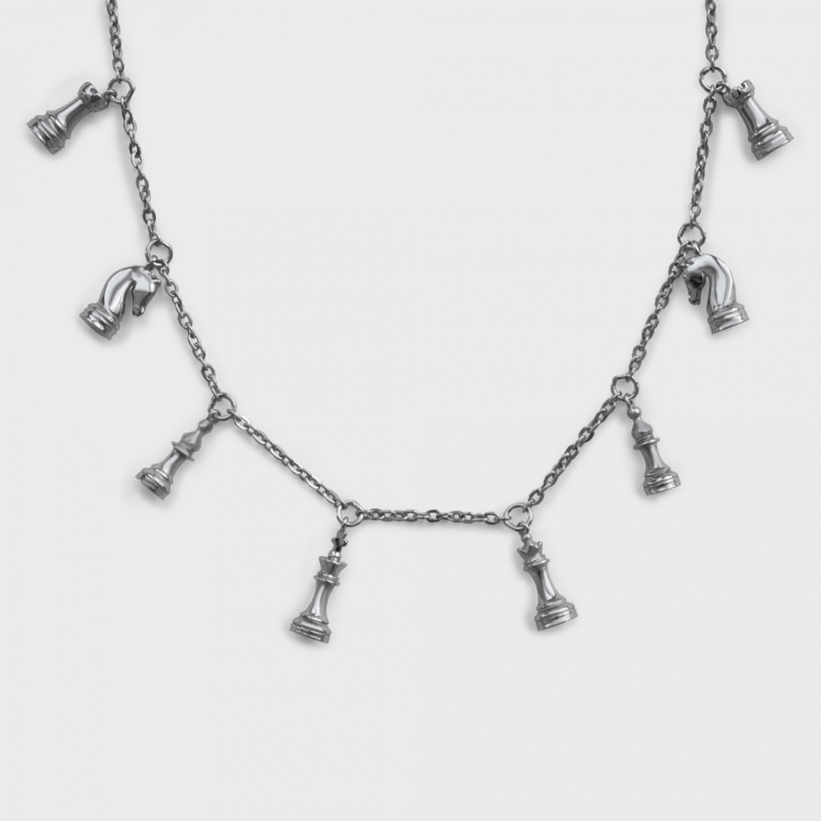 Серебряное колье Chess