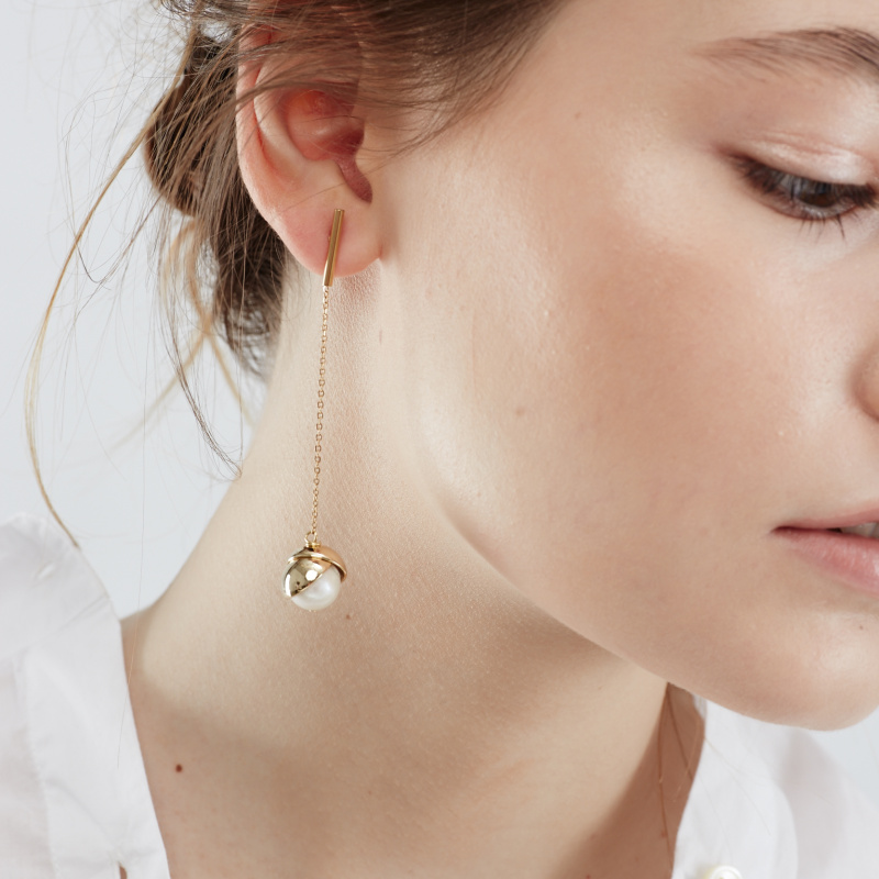 Серьги Cotton длинные в покрытии золотом
