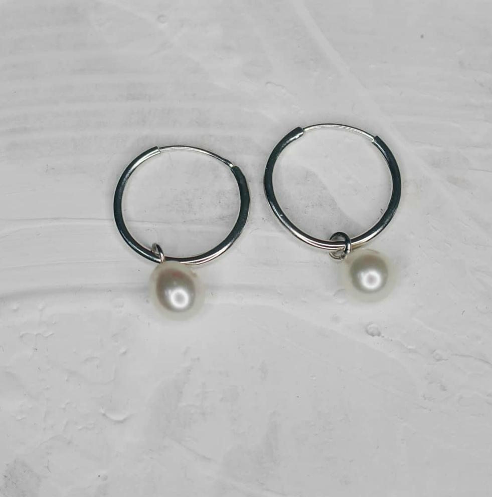 Серебряные серьги Конго с жемчугом малые