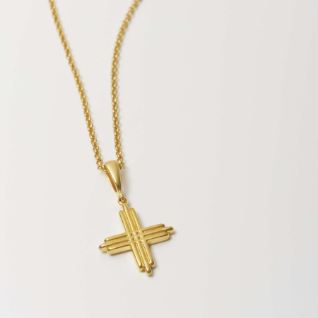 Подвеска-крест на цепочке в покрытии золотом (CROCE)