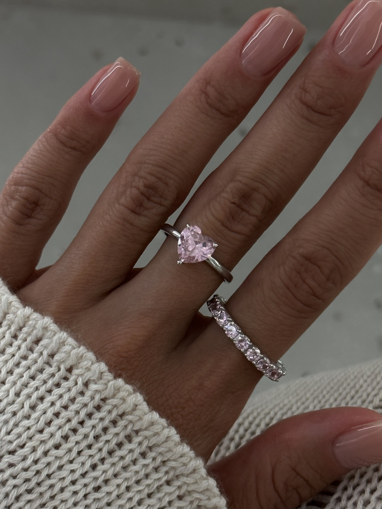 Кольцо I say yes сердце розовое
