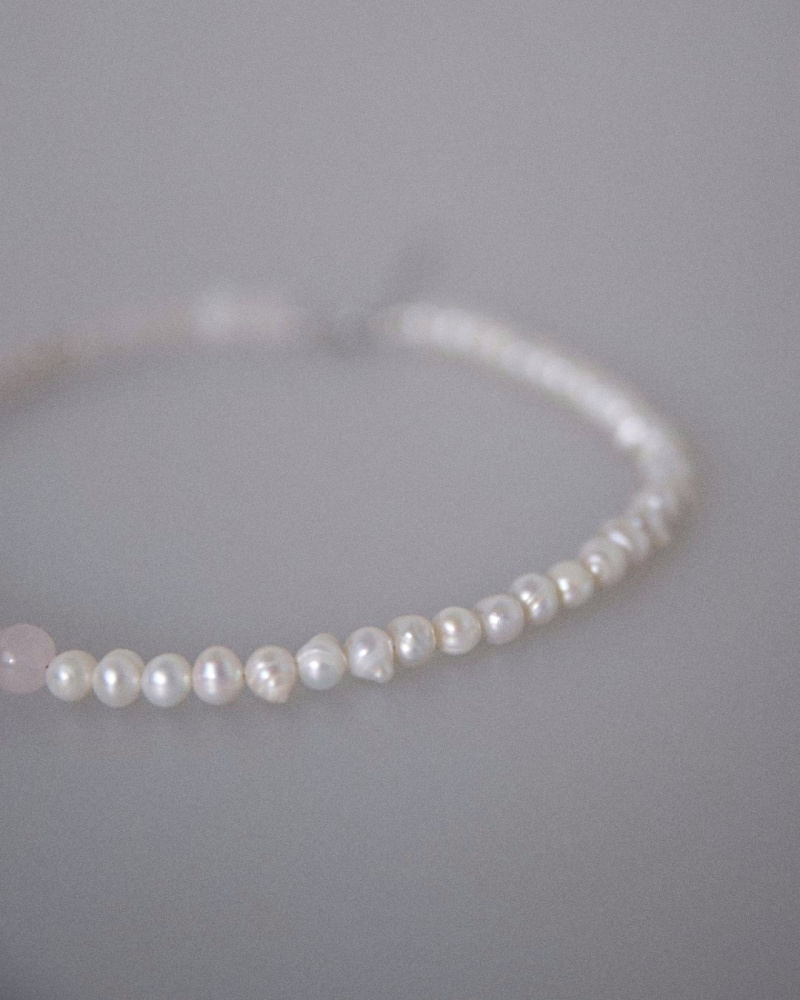 Чокер По любви с розовым кварцем и жемчугом