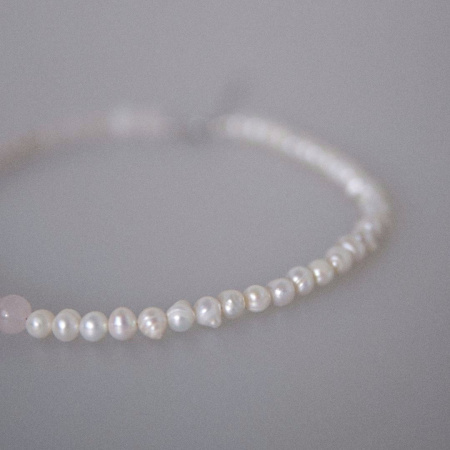 Чокер По любви с розовым кварцем и жемчугом