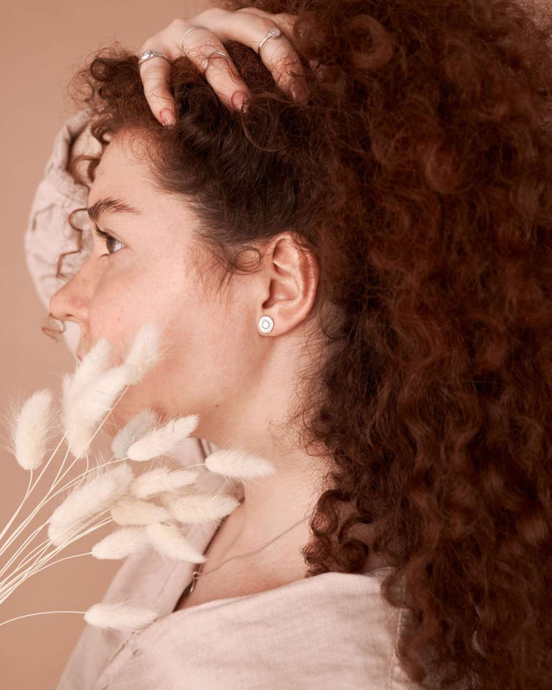 Серебряные пусеты Солнце