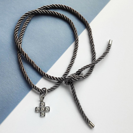 Колье-шнур с подвеской Shine cross grey