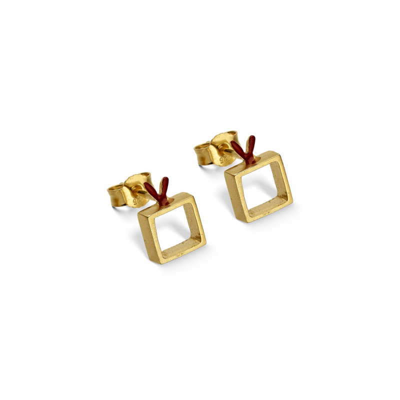 Серьги Сердце в квадрате 