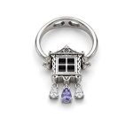 Кольцо-трансформер Окошко с фианитами и иолитом