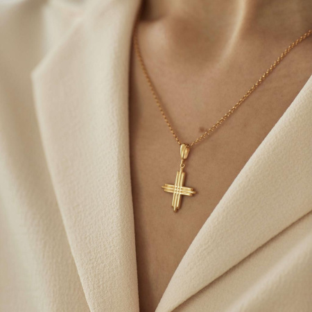 Подвеска-крест на цепочке в покрытии золотом (CROCE)