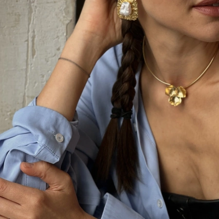 Чокер Трехлистник золотистый