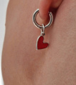 Серьги Тебе сердце юное с красным сердечком из эмали