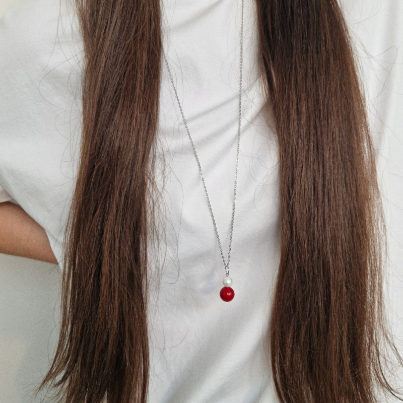 Цепочка с подвеской Неваляшка с жемчугом 